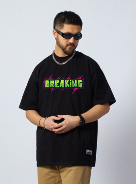 FunkyChoice涂鸦breaking字母印花短袖T恤美式小众上衣体恤男女