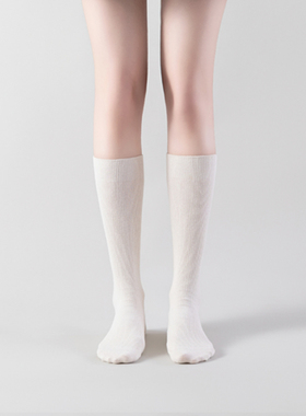 小亘高筒长筒袜过膝袜及膝袜小腿袜黑色本白色原白有机棉纱线原料