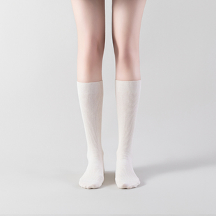 小亘高筒长筒袜过膝袜及膝袜小腿袜黑色本白色原白有机棉纱线原料