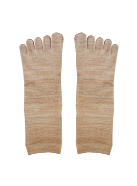 天然彩棉中筒五指袜子五趾男女士分指分趾纯棉全棉瑜伽棕绿色跑步