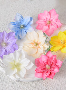 仿真花铁线莲花头3D发夹头饰簪花DIY材料包花墙花艺布置配件假花