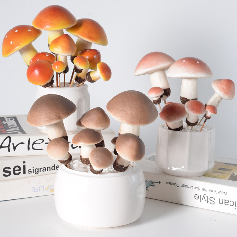 仿真蘑菇装饰摆件手工制作桌面小摆件家居创意装饰品蘑菇盆栽造景