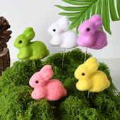 仿真兔子摆件可爱毛绒小兔子DIY插花材料复活节派对节日装 饰道具