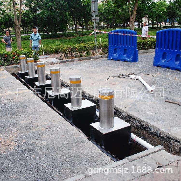 西樵电动升降车阻 全自动液压升降桩 盾标不锈钢智能识别挡车护柱