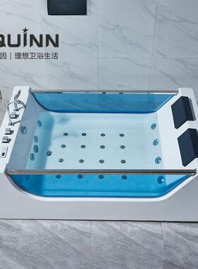 QN-1120双豪华浴情侣热一体盆亚克力海景玻璃按摩浴缸恒温加1.人8