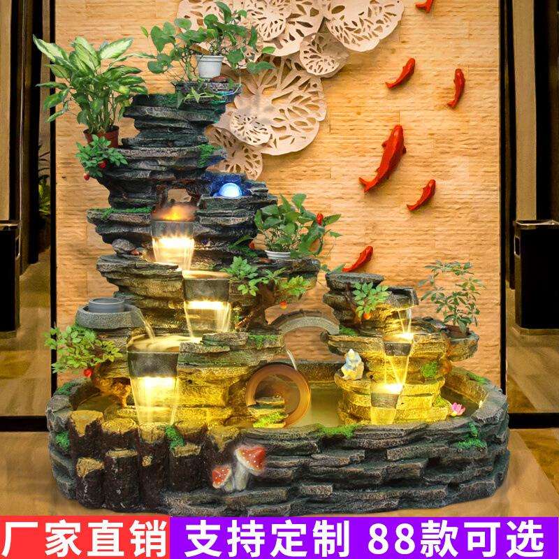假山流水喷泉循环水景摆件鱼池瀑布景观公司加湿器客厅阳台造景