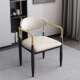 简约现代感轻奢主人椅超纤皮酒店餐椅家用茶台不锈钢靠背