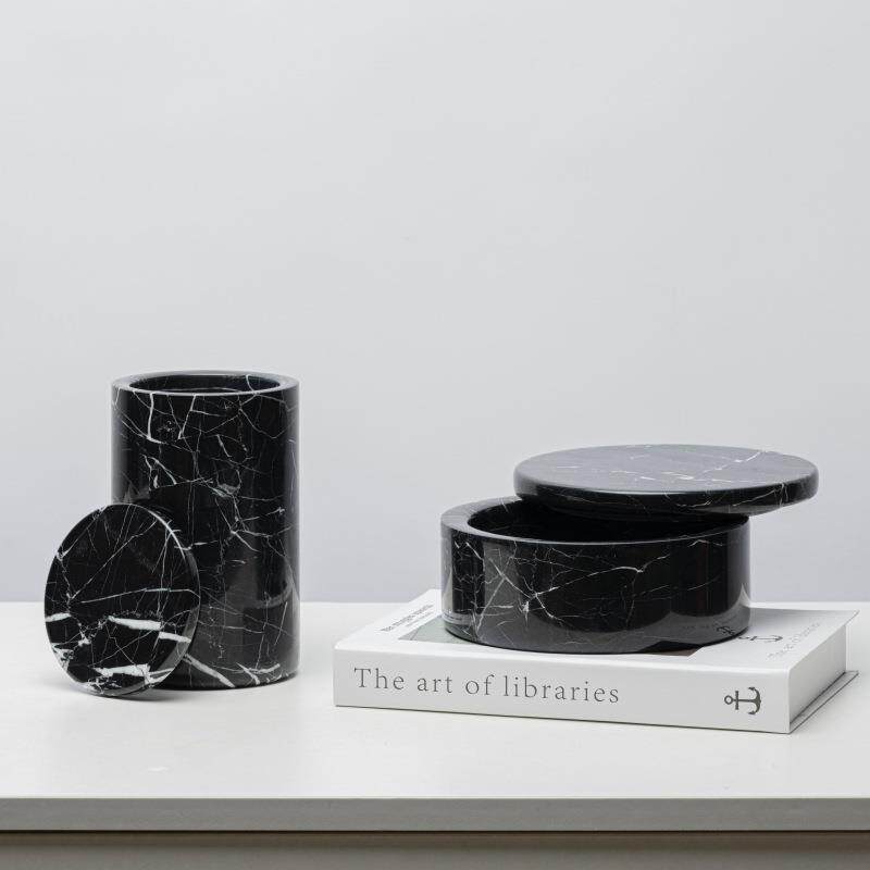 现代北欧创意天然大理石储物罐摆件软装桌面首饰盒收纳家居装饰品