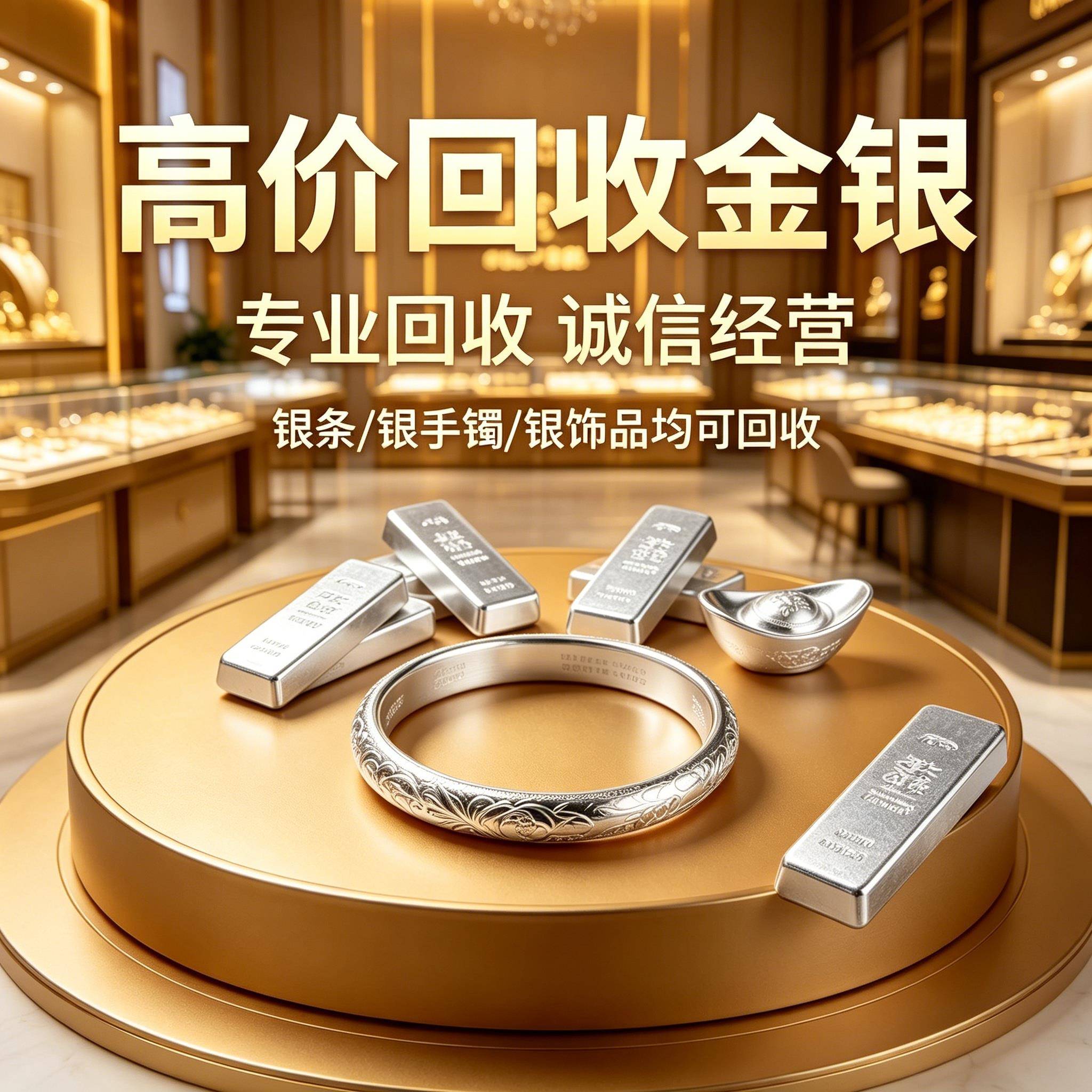 回收黄金999足金925白银饰品990铂金950回购18k彩金AU750白金首饰