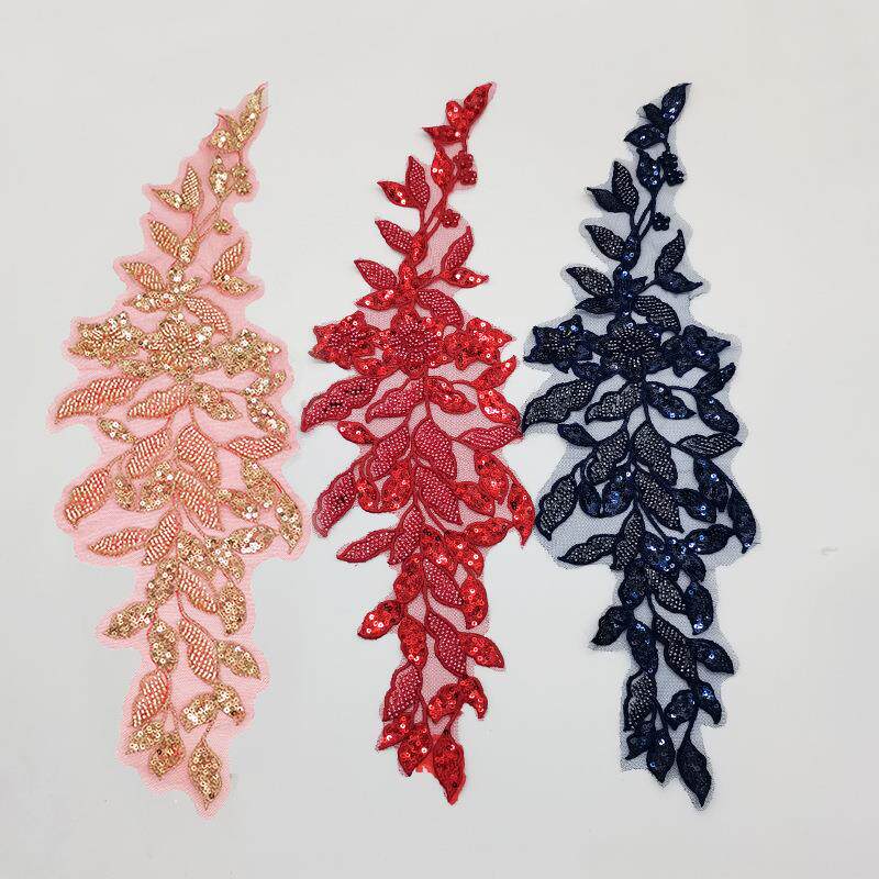 珠绣亮片钉珠蕾丝花朵补丁贴花婚纱礼服童装服装DIY花边装饰辅料