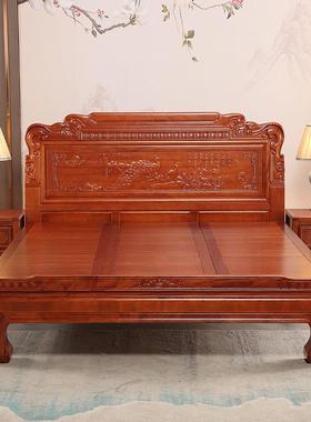 全实木床榫卯结构1.8米主卧1.人m双床菠萝格仿木床中式古2米12445