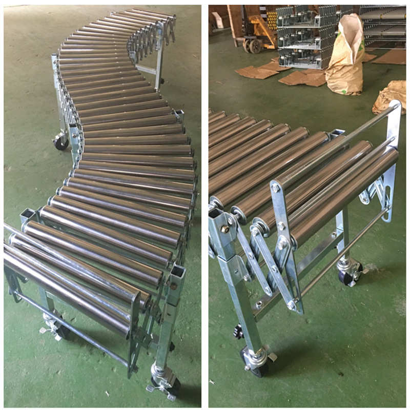 无动力滚筒伸缩线拐弯滚筒输送机移动式单铁辊筒传送机搬运