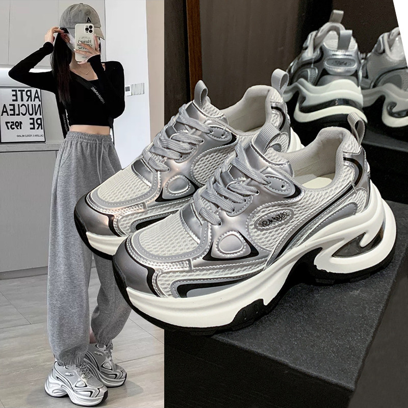 爆款百搭厚底老爹鞋女款2025新款春秋款增高休闲运动鞋子女鞋秋冬