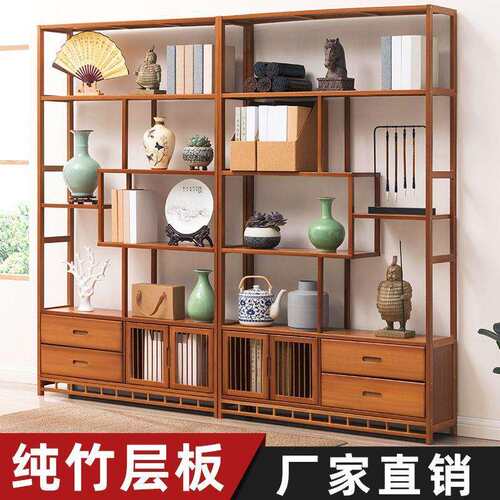 博古架实木中式书架茶家具酒柜花架隔断柜客厅摆件多层落地置物厂
