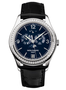 [9.8新]百达翡丽复杂功能时计18k白金镶钻自动机械手表男表5147G