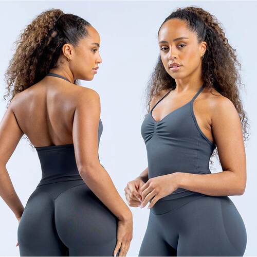 Sports yoga vest, women's neck hanging bra, anti glare