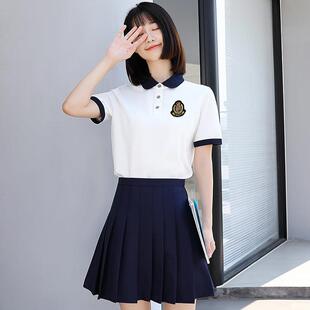 幼儿园教师园服幼师夏季套装工作服托育早教老师短袖polo衫两件套