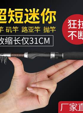 短节海竿迷你小海竿玻璃钢海杆套装便携式小江竿收缩鱼竿袖珍鱼竿