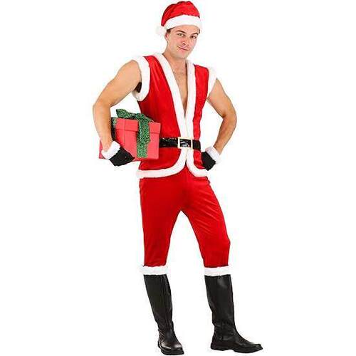 Men Christmas Dress Up Santa Claus Cosplay Costume Mr Santa
