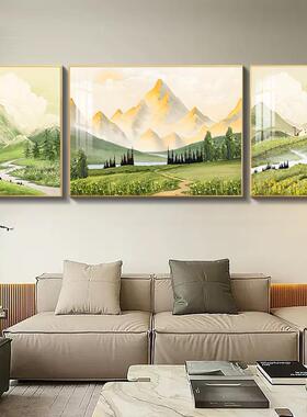 网红金山日沙发背景墙壁照背靠山客厅装画饰有画北欧风简约三联挂