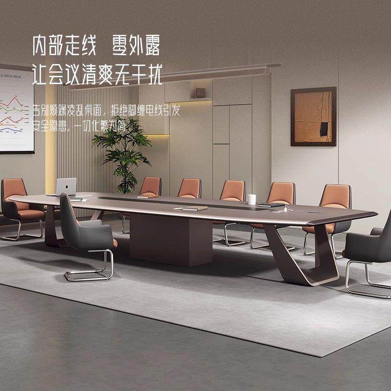 大型烤漆会议桌长桌子简约现代办公工作台会议室洽谈接待桌椅组合