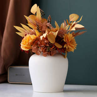 陶瓷花瓶矮胖大口北欧风家居客厅摆件酒柜样板间