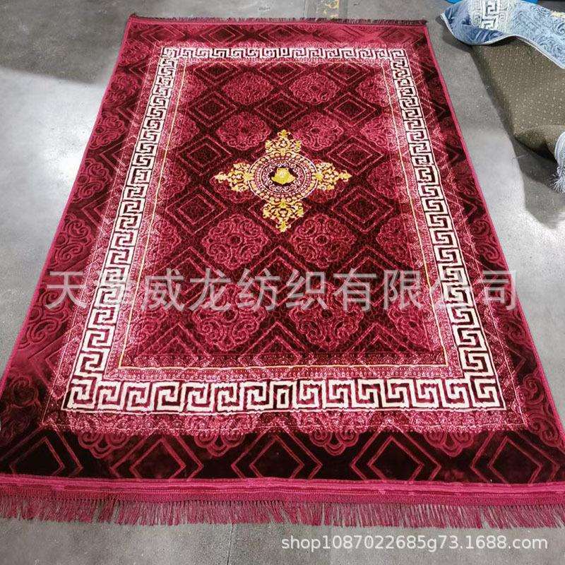跨境厂家200*300cm拉舍尔流苏压花客厅地毯中东印花压花毯地毯