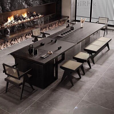 端实木大茶NGL茶几轻桌奢桌椅组合高级现代板家用茶台泡茶一体高