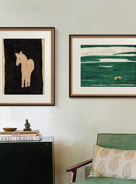 法式小众艺术客厅装饰画北欧复古餐厅玄关书房壁画大师动物挂画马