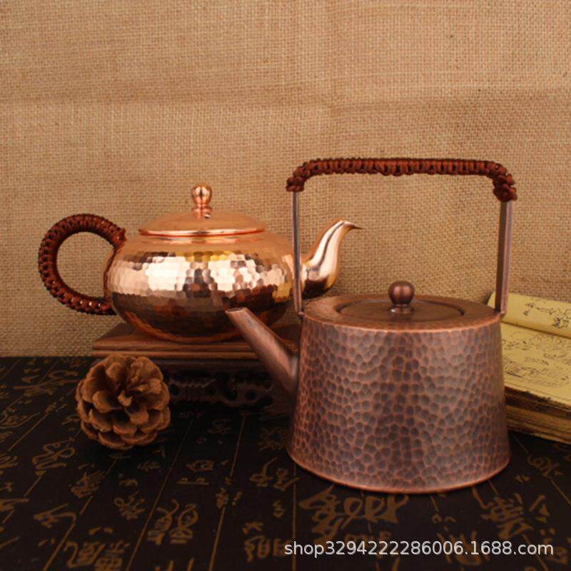 纯紫铜敲打锤纹泡茶壶养生壶加厚锤点小铜壶功夫茶具厂家铜制