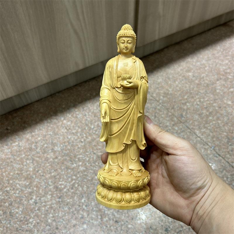 黄杨木雕刻佛像饰品大太阳如来佛释迦牟尼佛像阿弥陀佛实木工艺品