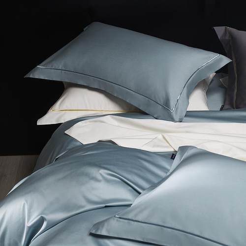 妇感床！100支棉长绒棉床上四hsj-长绒件套a类全棉单被套贡缎纯贵