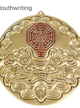 铜瑞石咬剑饰铜吉祥兽虎头八卦镜中国风阳台门窗门窗挂件