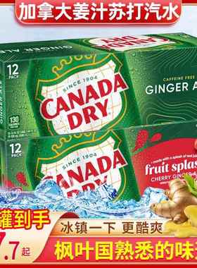 包邮现货加拿大Canada dry Ginger Ale 姜汁汽水干姜水生姜水24罐