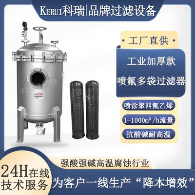 袋式过滤器喷氟F40耐腐蚀过滤器耐酸碱装配聚四氟乙烯滤袋