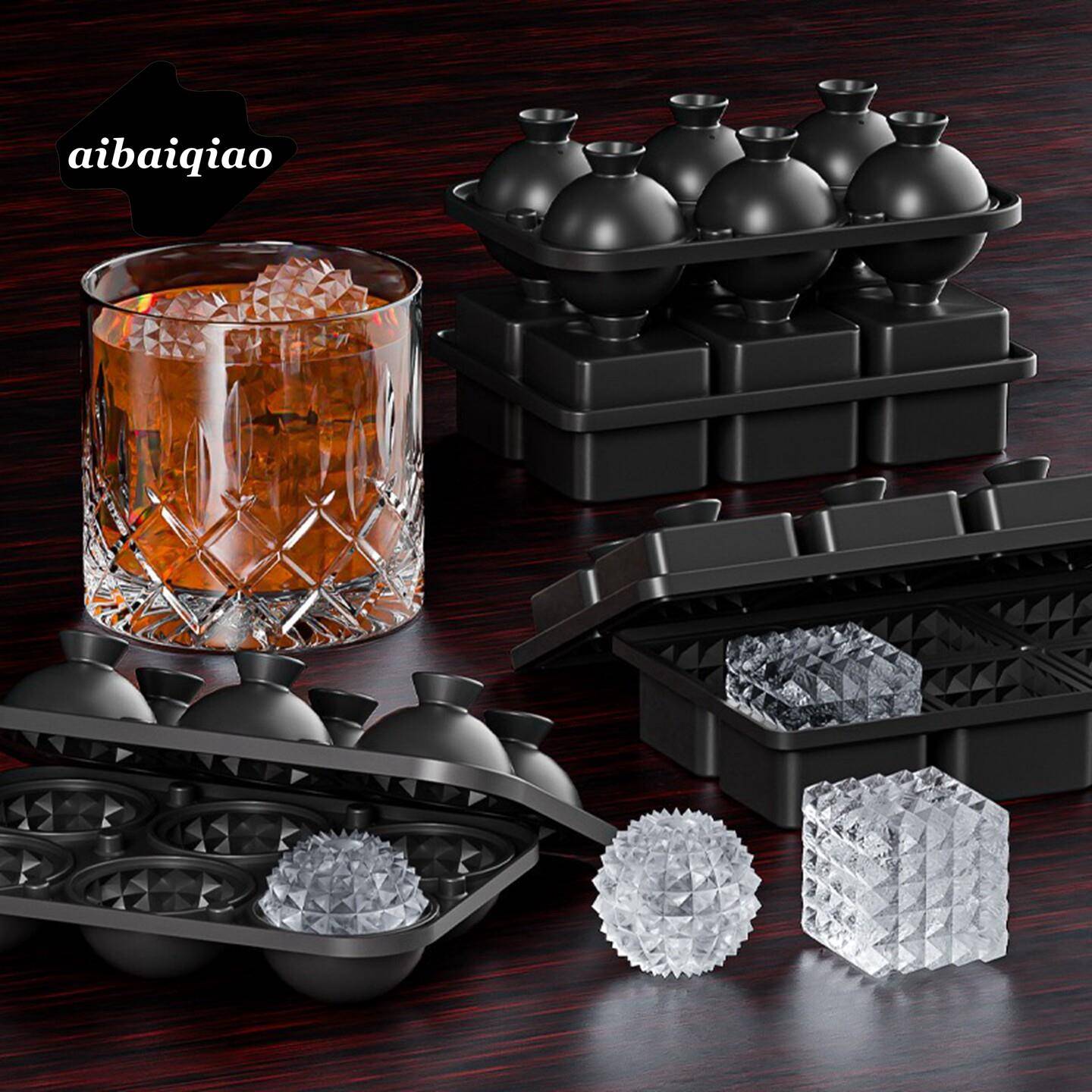 爱巧 新形款6连威士忌正冰球模具百Whisky菱形制冰模方冰块模UAT