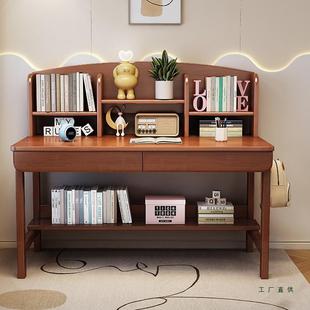 儿童实木书型桌学LGV生家用小户学习桌书架一写字桌子床边桌宽体0