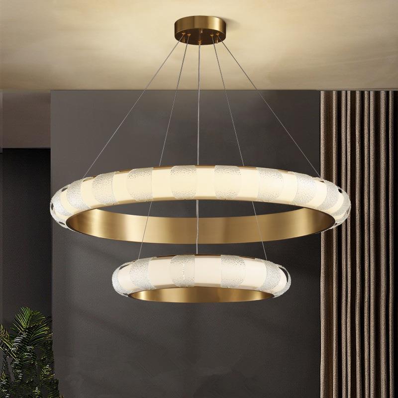 天亨北欧轻奢全铜圆环吸顶吊灯客厅卧室餐厅别墅大气水晶玻璃吊灯