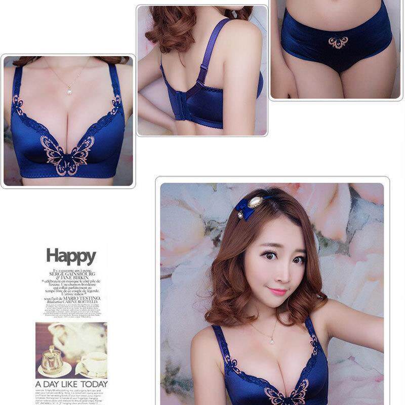 新款直销跨境 曼姿美蝶文胸舒适性感聚拢深V无钢圈一片式无痕内衣