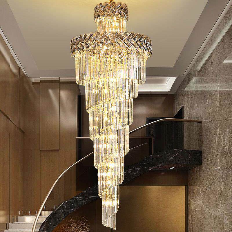 复式楼大吊灯别墅楼梯吊灯长吊灯现代简约酒店工程餐厅水晶灯