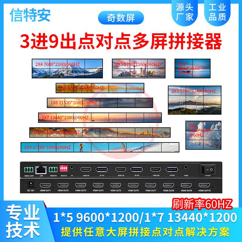多屏宝3*3九屏宝扩展仪1*5/7/9投影融合软件点对点视频拼接处理器