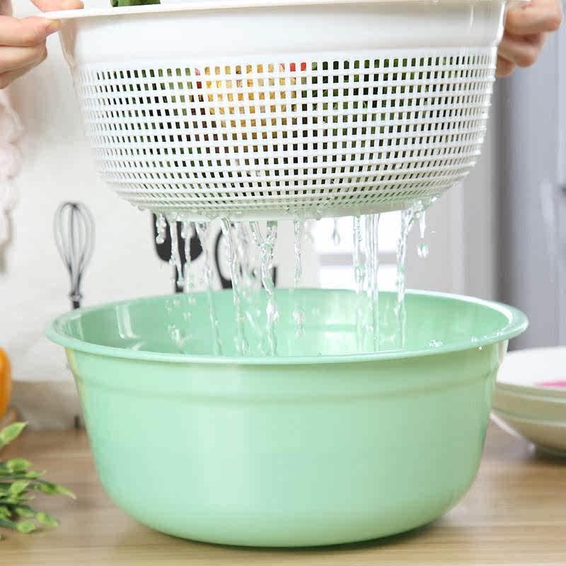 加大加厚厨房双层洗菜盆两件套多用塑料洗菜篮滤水筛洗菜筐沥水篮