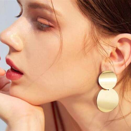 Women Big Geometric Statement Gold Metal Drop Earrings耳环女