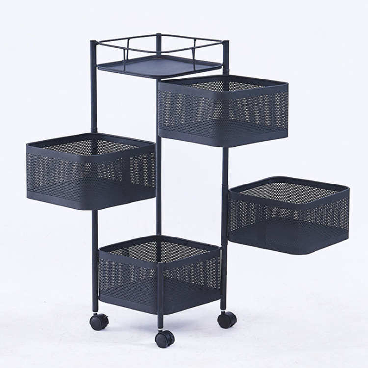 厨房置物架落地多层可旋转可移动免安装架子菜篮子蔬菜水果收纳架