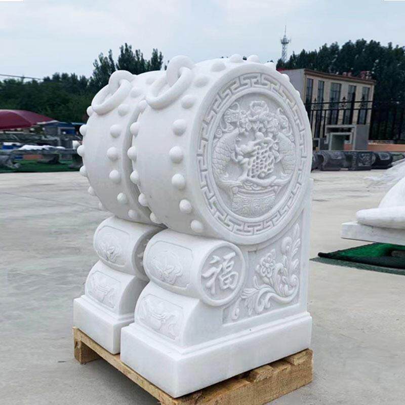 石雕门墩汉白玉福字门鼓大理石门墩一对别墅庭院门口摆件厂家供应