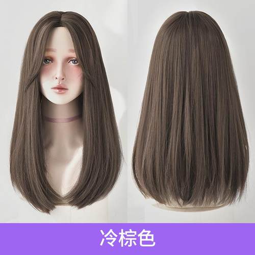 高档中分假头发女长发自然全套尚式中长发长直发网红刘海无气质时