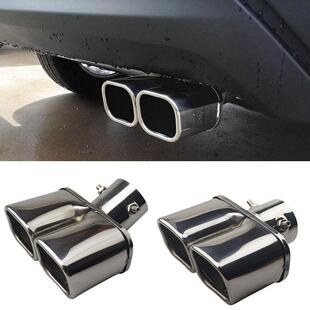 6双WKAF汽车排气管尾喉出方口尾喉不锈直钢排气嘴消声款 尾部L 弯款