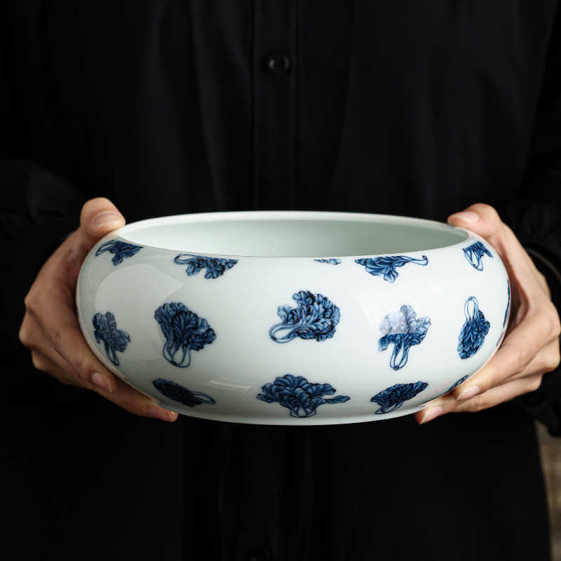 青花百财茶洗陶瓷中式家用茶洗缸笔洗建水高端茶渣桶水盂功夫茶具,餐饮具,茶具礼盒,淘宝优惠券,粉丝福利购,淘宝优惠卷