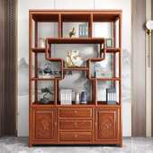 多南中式 博古架架物现代隔断简约屏风榆木置展示实木宝阁书柜新
