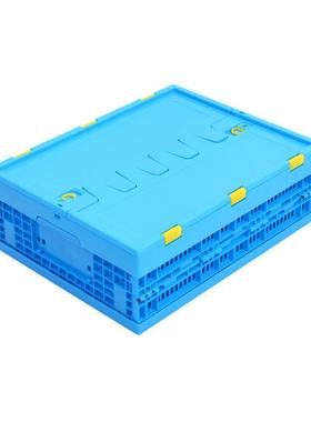 带盖塑0料折叠筐500-17折果叠塑料周转XIJ框带盖物运输折流叠水筐